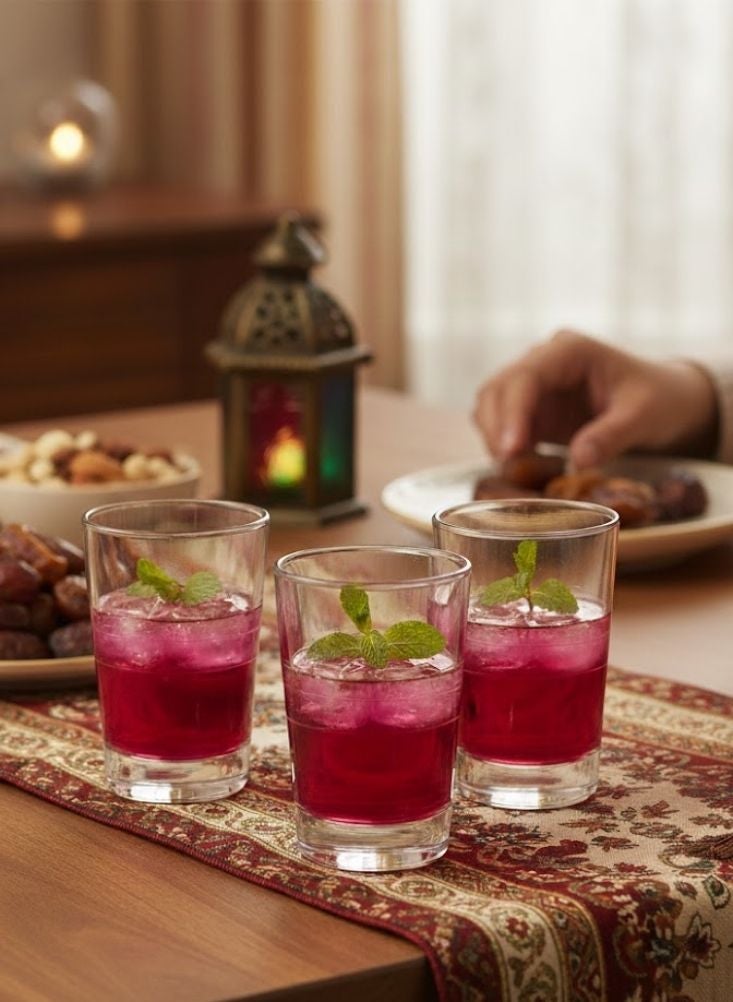 بريميم طقم أكواب عصير زجاجية شفافة مكوّن من ست قطع سعة خمسة وثمانين ملليلتر للشاي والعصير - Image 2